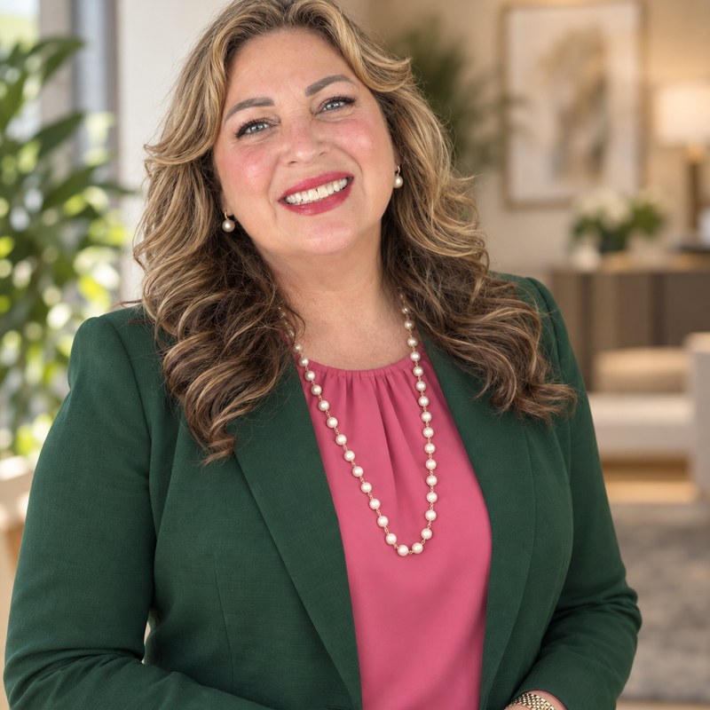 Phalynn Powers smiling in a green blazer and pink blouse
